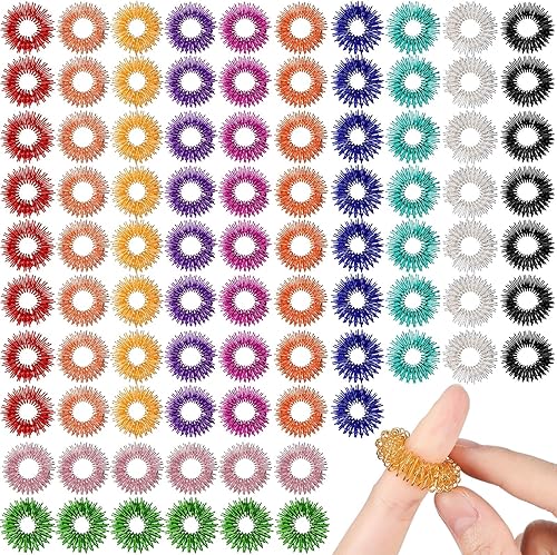 Miniatura 8 de 200 anillos de acupresión, anillos sensoriales de dedo con punta para aliviar el estrés, juguetes sensoriales para aliviar la ansiedad, juguetes