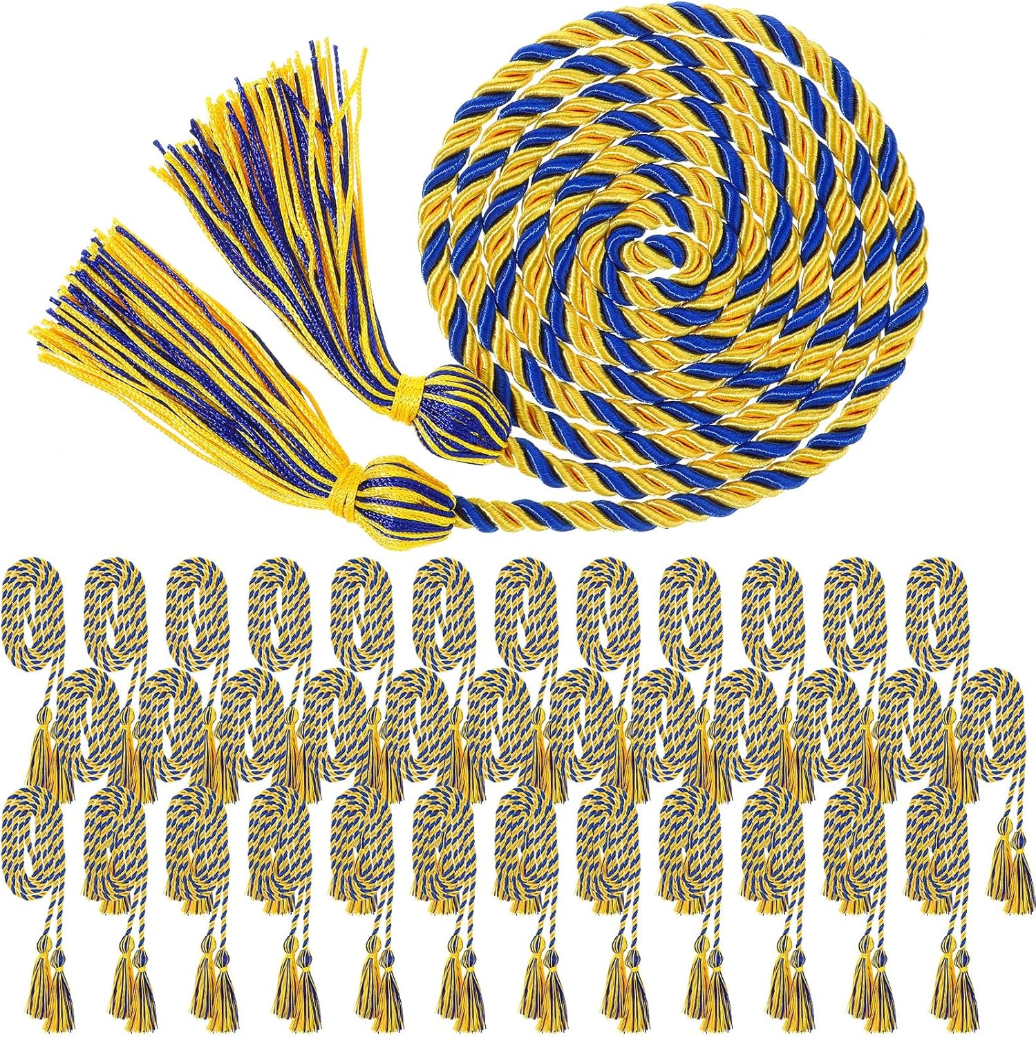 WILLBOND 36pcs Graduation Rope Honor Cord Tassel Set, Graduation Accessories for Ceremony, Graduate Students Souvenir and Gift (Blue and Gold)