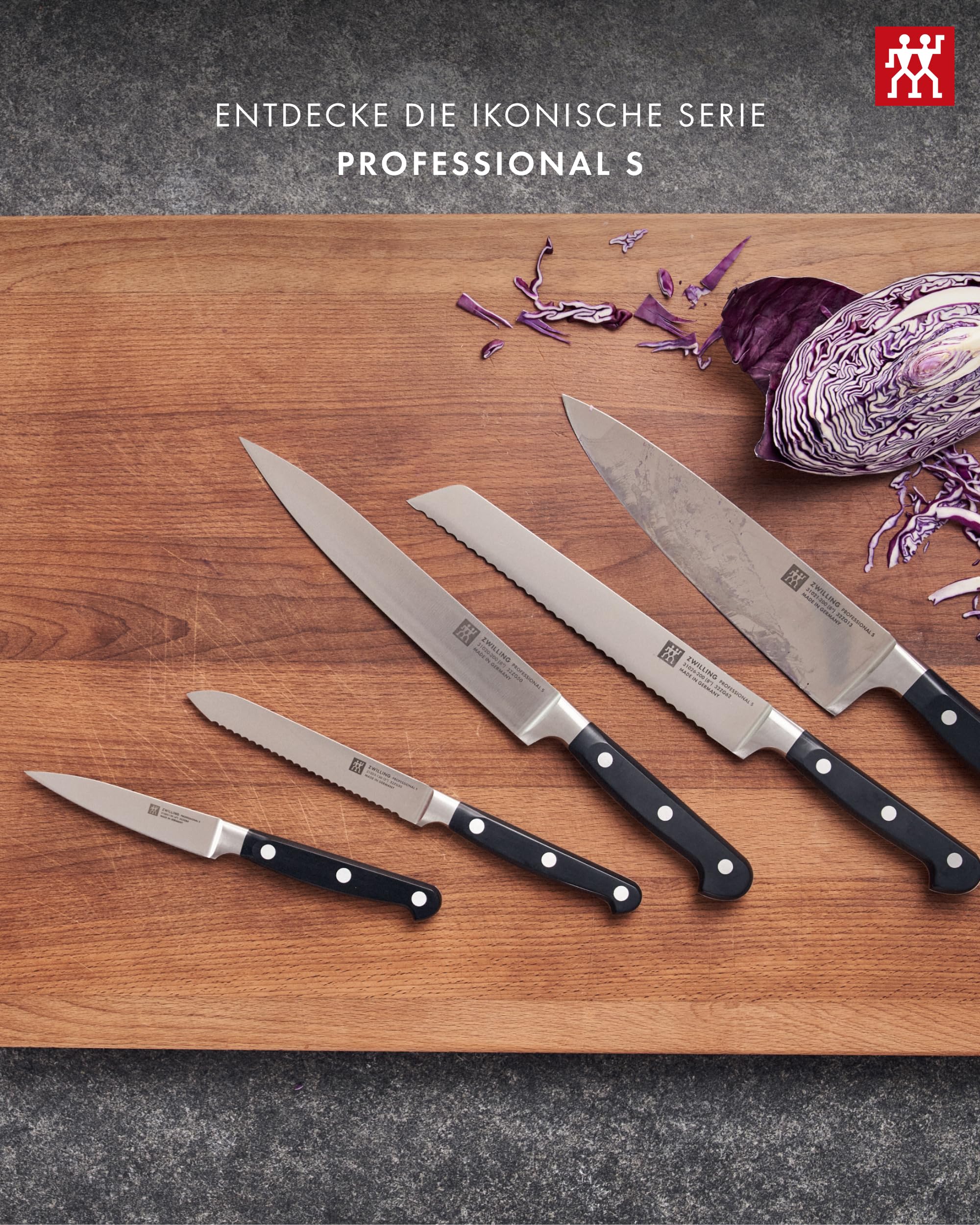 ZWILLING Professional S Messer-Set 3-teilig, Rostfreier Spezialstahl, Schwarz, Made in Germany