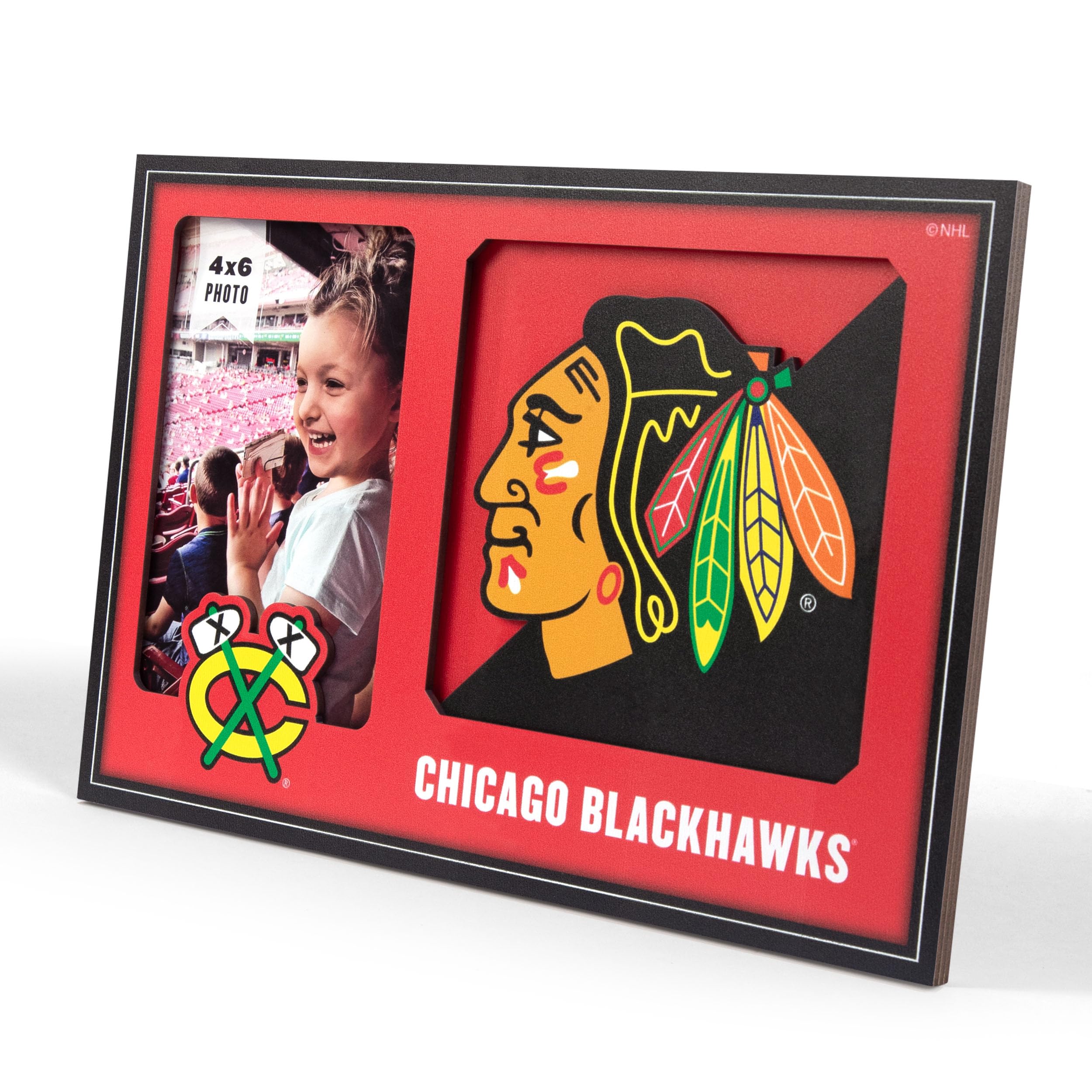 YouTheFan NHL Chicago Blackhawks 3D Logo Bilderrahmen