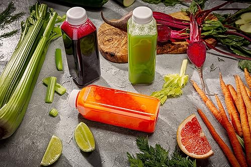 Miniatura 6 de 12 onzas. Empty Clear PET botellas plásticas de jugo con tapa por MT Products - Set de 12 botellas y 12 tapas