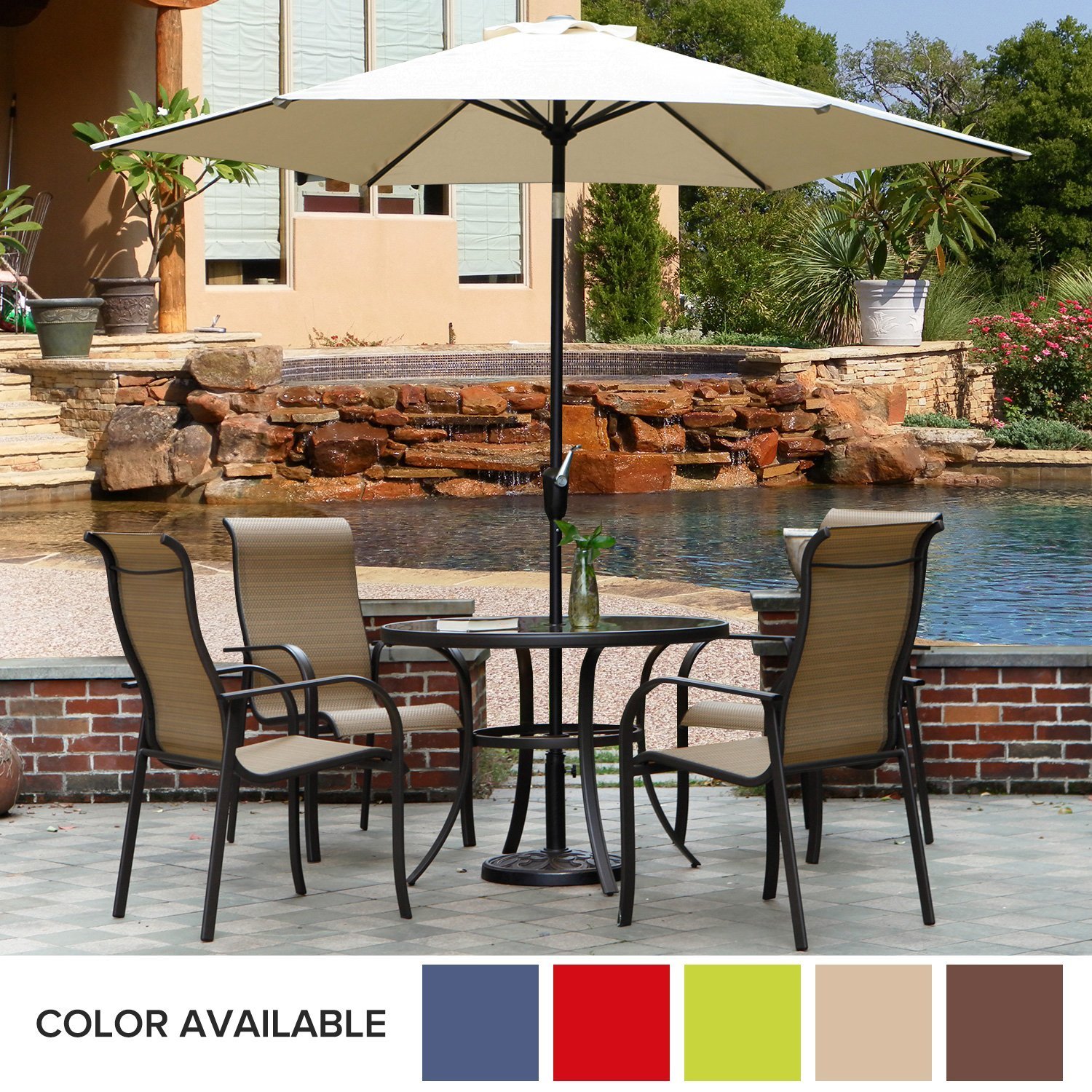 Amazon.com : Grand patio 9 Feet Patio Umbrella, Outdoor Market Umbrella with Push Button Tilt and Crank, 6 Ribs, Beige : Patio, Lawn & Garden