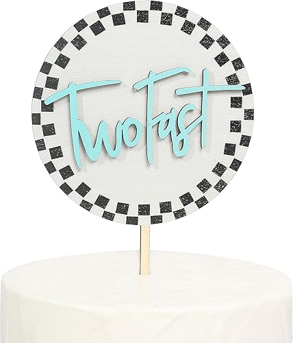 Miniatura 1 de Decoración de madera para tartas de 2 cumpleaños con temática de carreras, suministros de fiesta de segundo cumpleaños con temática de carreras,