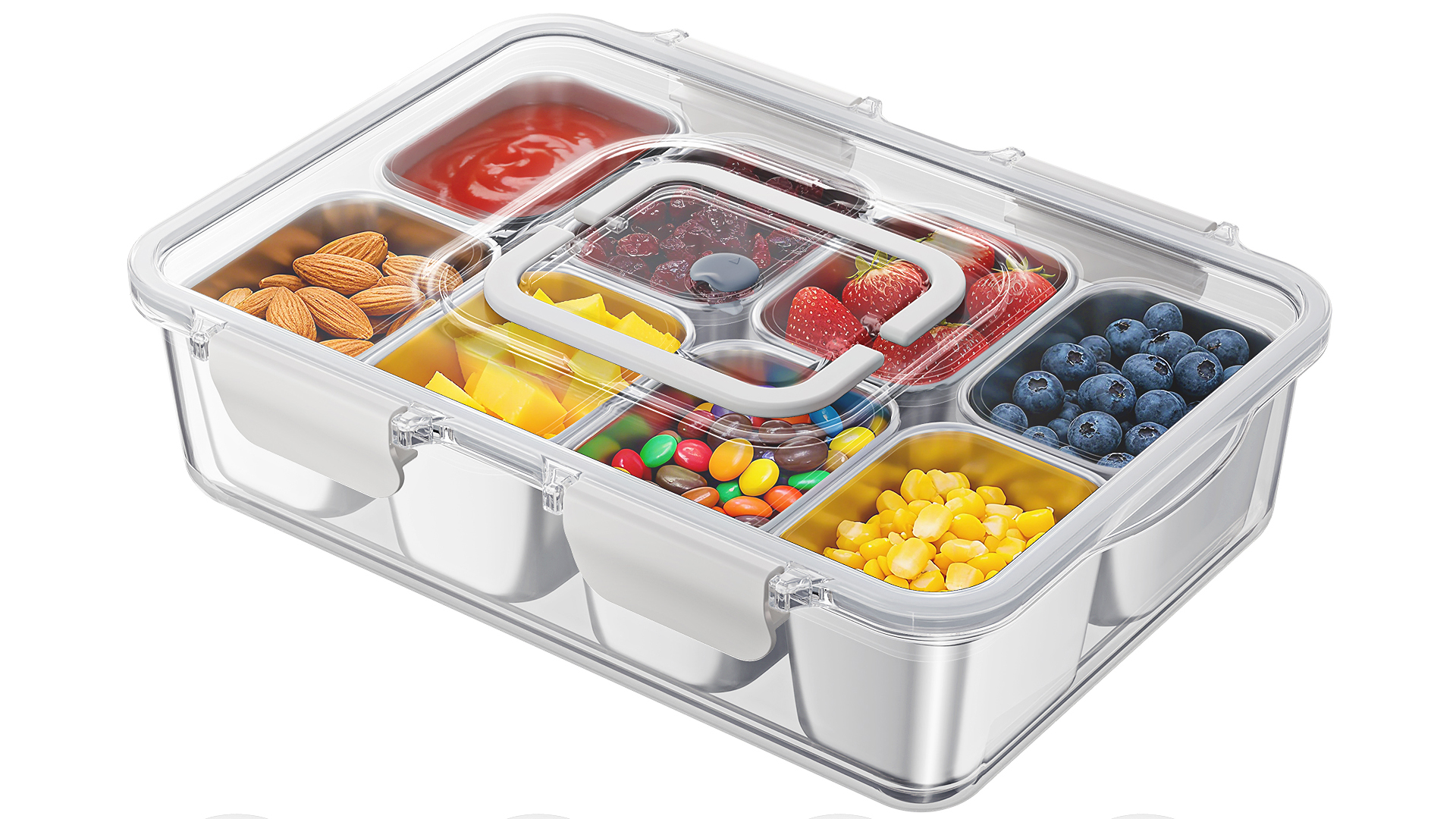Osfel Snackle Box Container with 8 Removable Stainless Steel