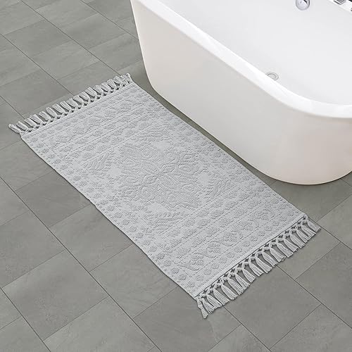 French Connection Nellore - Tapetes de baño, tejidos y con cuentas, tapetes de baño duraderos, tapetes gruesos para baño y ducha, 26 x 49 pulgadas,