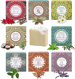 Jabón en barra 100% natural con ingredientes orgánicos, jabón vegano, hidratante, hecho a mano, perfumado con aceites esenciales de primera calidad, barras de jabón corporal para mujeres y hombres