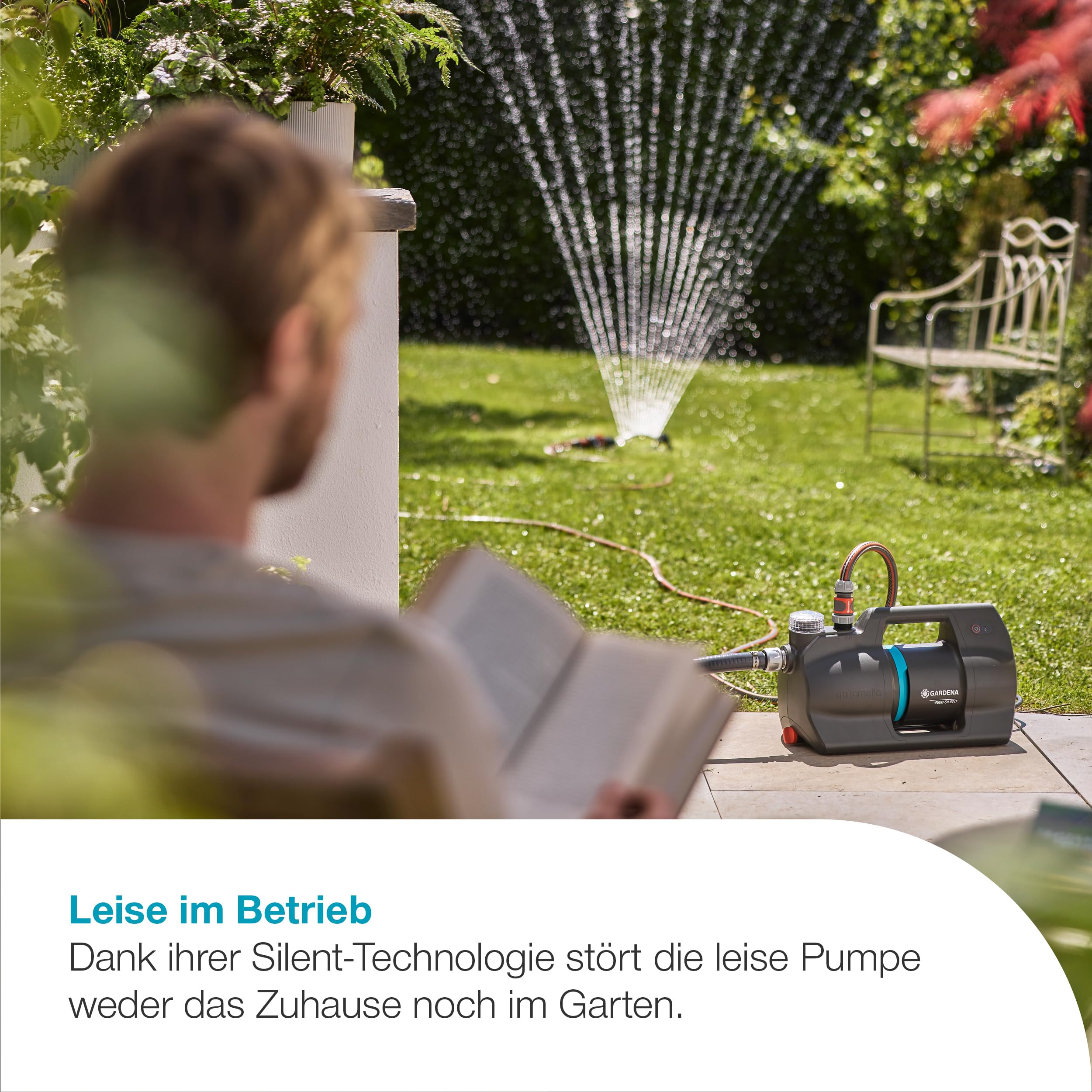 Gardena Haus- & Gartenautomat 4600 Silent Pumpen: Automatisierte Bewässerung und Hauswasserversorgung, 25% weniger Stromverbrauch*, Silent Technologie (09070-20)