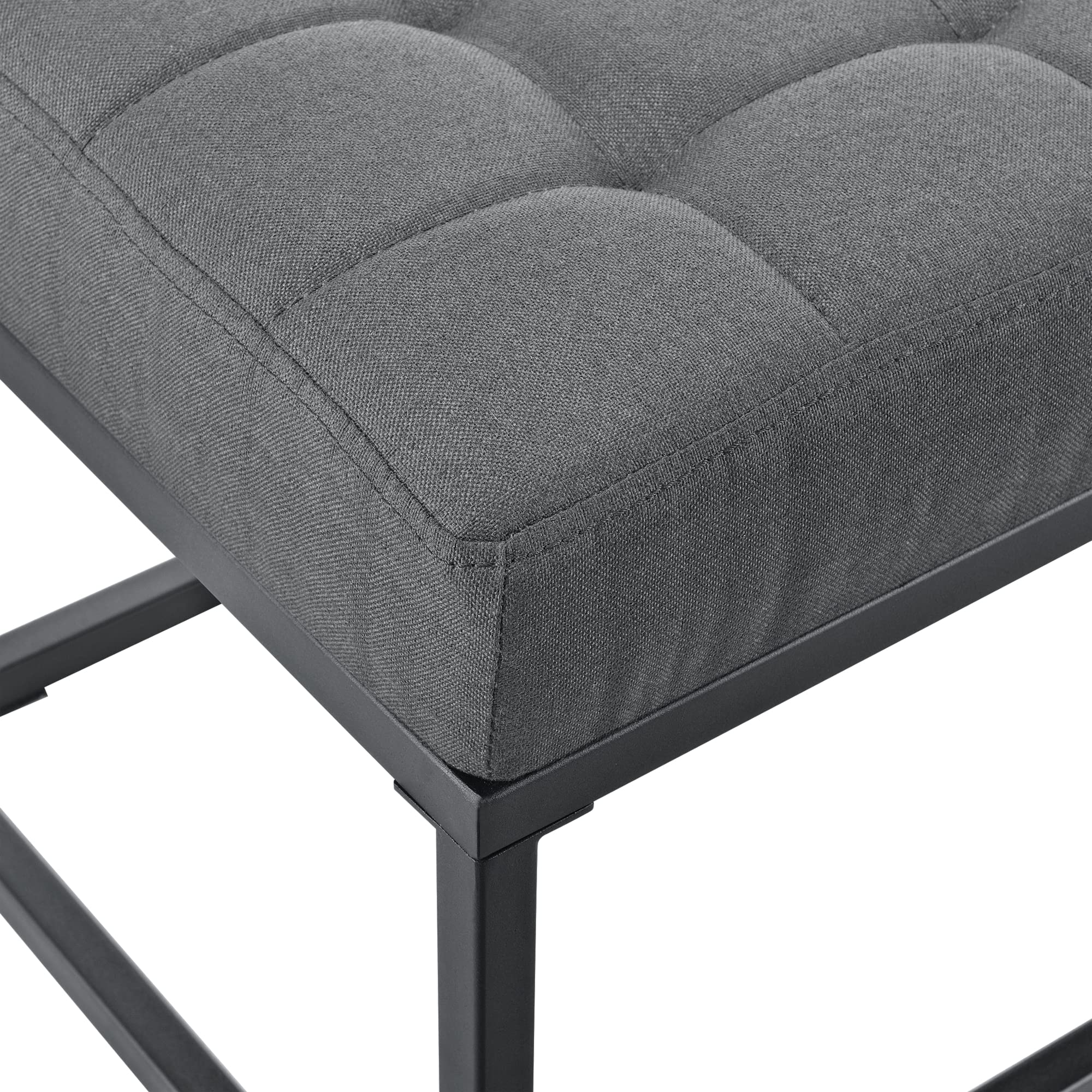 pro.tec Tabouret Rembourré Banc Élégant Banquette Stylée Solide avec Pieds Métalliques Housse Textile 120 x 40 x 38 cm Gris
