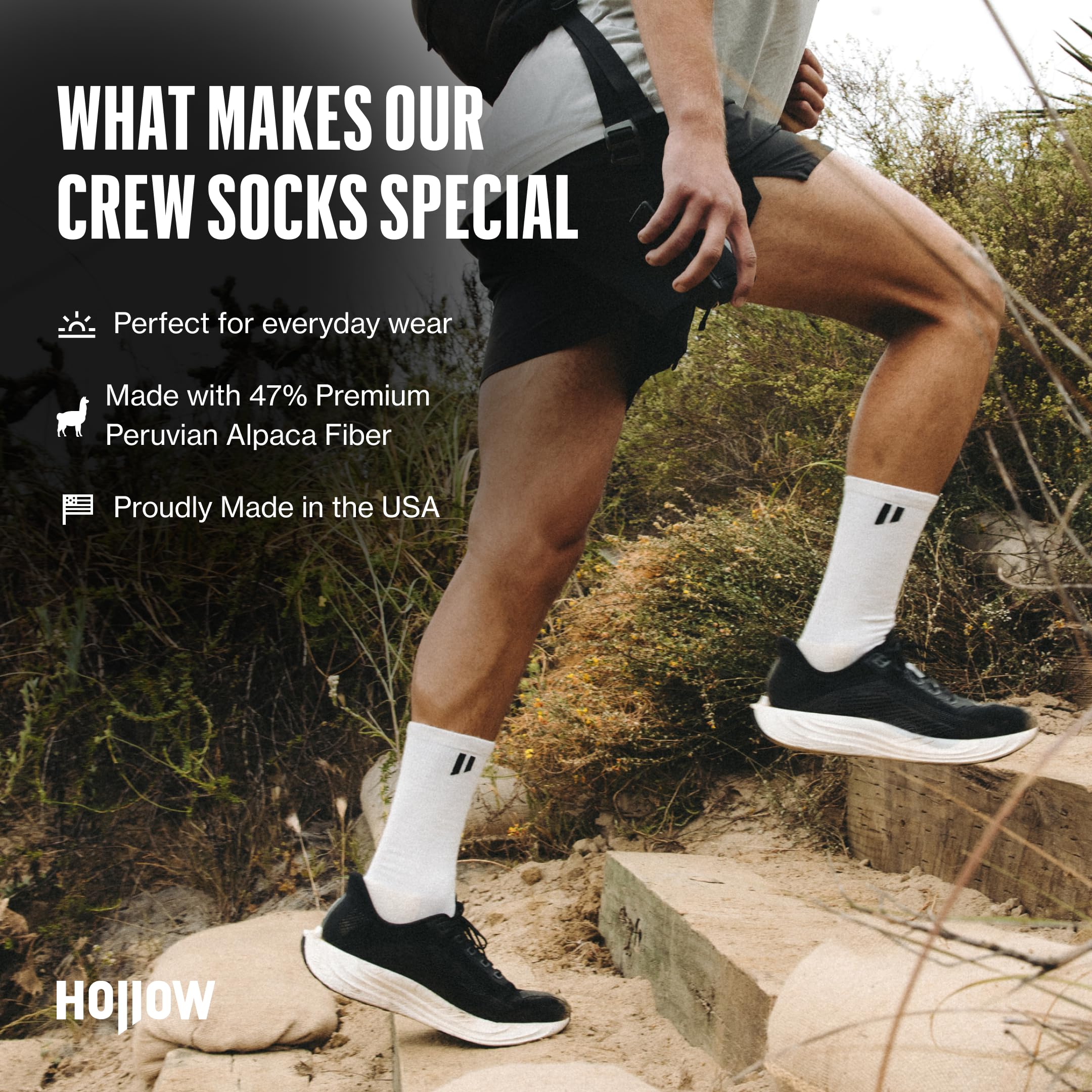HOLLOW Alpaca Crew Socken für Damen und Herren, 4er-Pack, temperaturregulierende Alpaka-Wollsocken zum Wandern, Arbeiten, Outdoor, jede Jahreszeit, Crew-Socken, Feuchtigkeitstransport, leichte