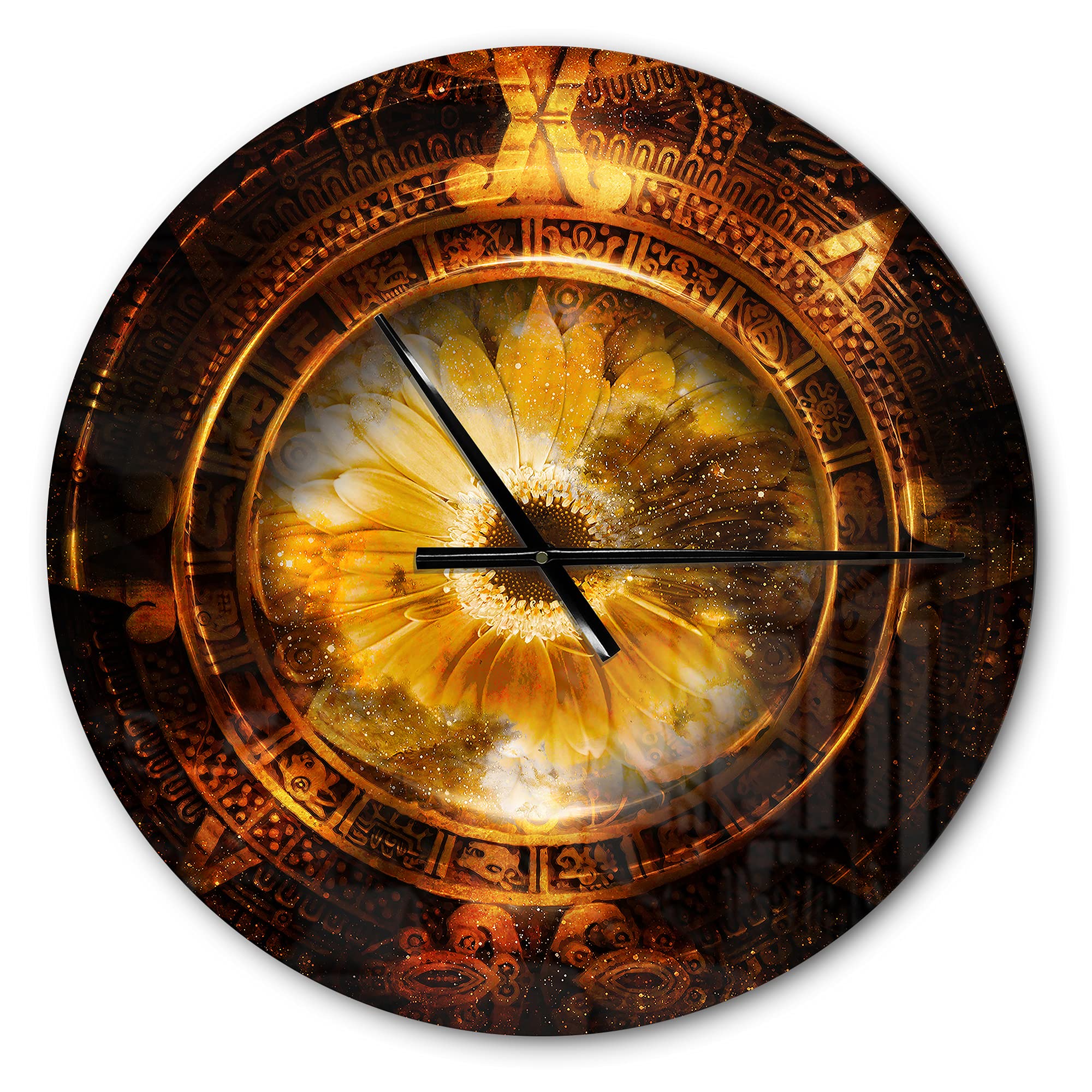 DesignQ 'Ancient Mayan Calendar Collage ' Modern Wall Clock for Home Bedroom Bathroom Office Living Room Decoration