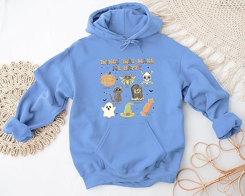 Miniatura 8 de ElixirStreet Halloween Hoodies, Retro Things That Make Me Happy Halloween Sweatshirt, Cute Halloween, Graphic Tee, Cute Spooky, Skull Sweater,