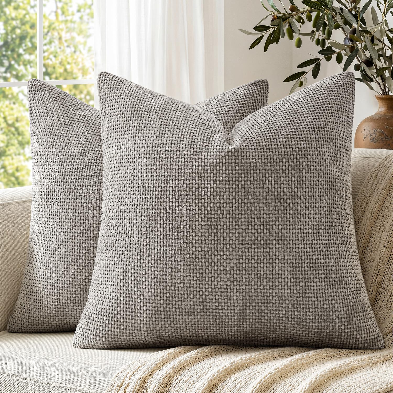 EMEMA Kordsamt Kissenbezug Patchwork Kissenhülle Beige Zierkissenbezug Dekokissen