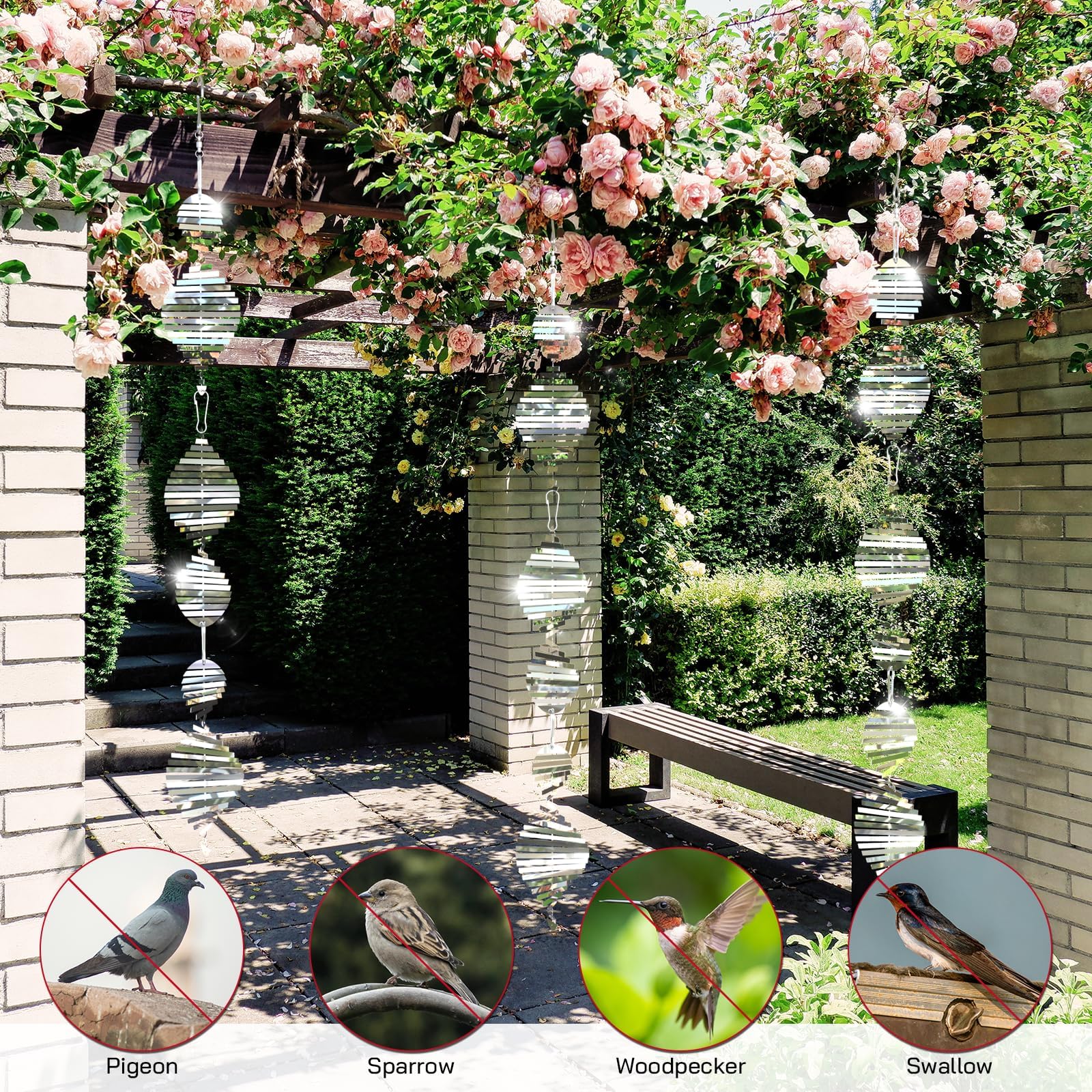 3D Rond Effaroucheur Oiseaux Extérieur Rotatif Réfléchissant - Protection Jardin Et Balcon