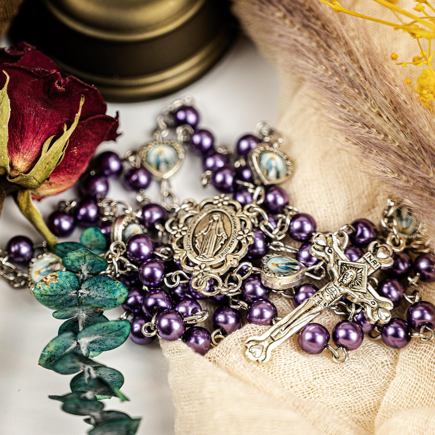 6mm Pearl Rosary Beads for Women - Catholic Holy Baptism Necklace with Virgin Mary Gift Box & Miraculous Medal | First Communion & Confirmation Gift - Image 5