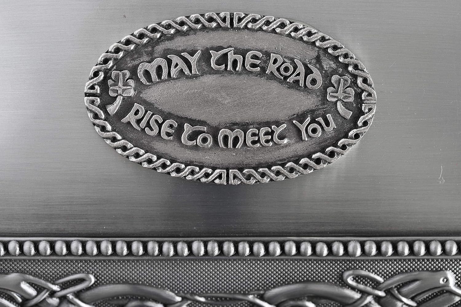 Biddy Murphy Irish Gifts Celtic Pewter Jewelry Box, May the Road Rise Medallion, Velvet Lined, Imported - Image 8