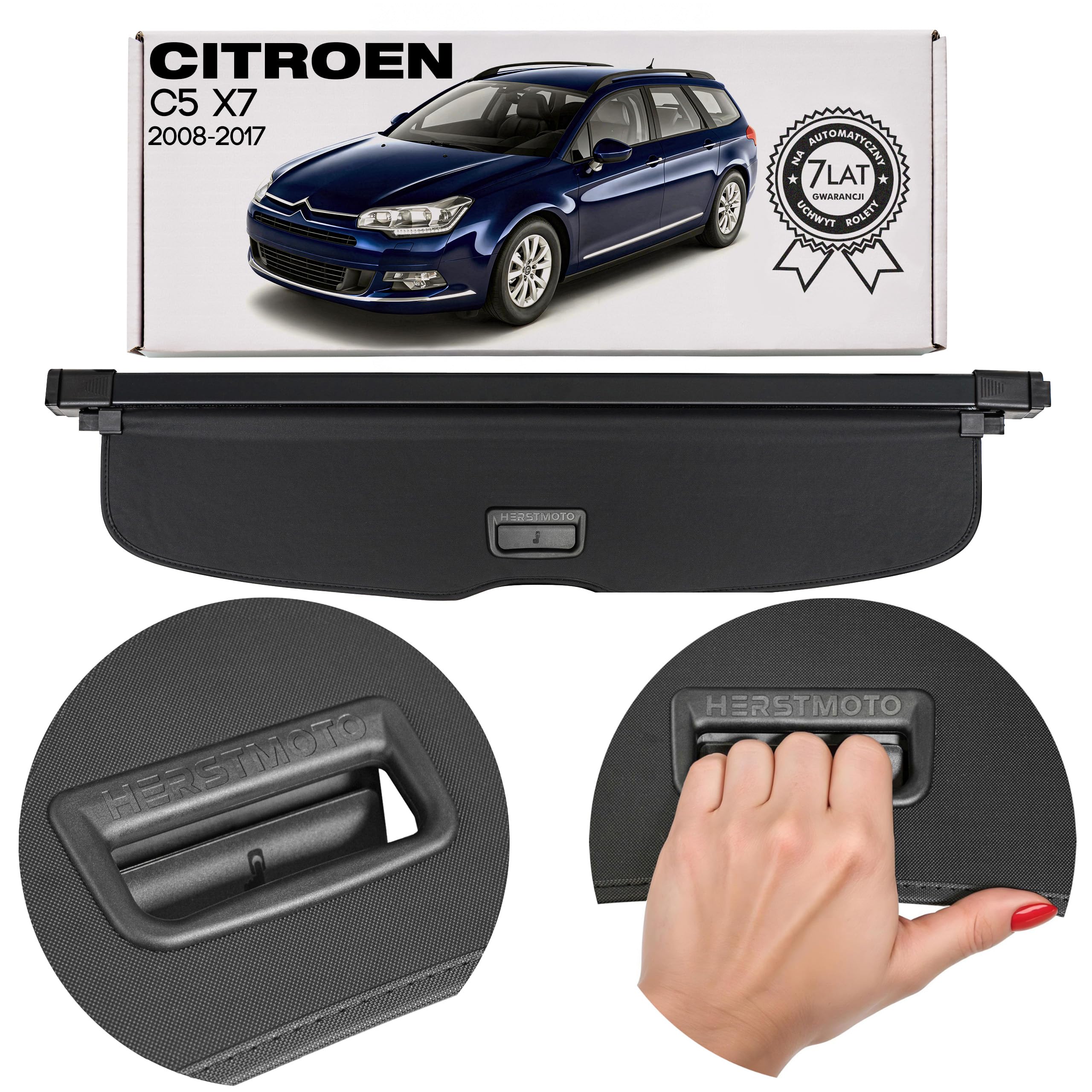 Kofferraumabdeckung Laderaumabdeckung mit Halterungen – Kofferraum Rollo Gepäckraumabdeckung passend für Citroen C5 II X7 2008-2017 CROSSTOURER Kombi 9682033177