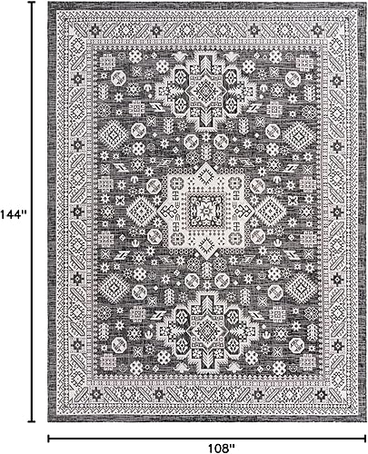 Miniatura 209 de Rugs.com Outdoor Aztec Collection Alfombra – 4 x 6 pies alfombra de tejido plano gris carbón perfecta para salas de estar, grandes comedores, planos