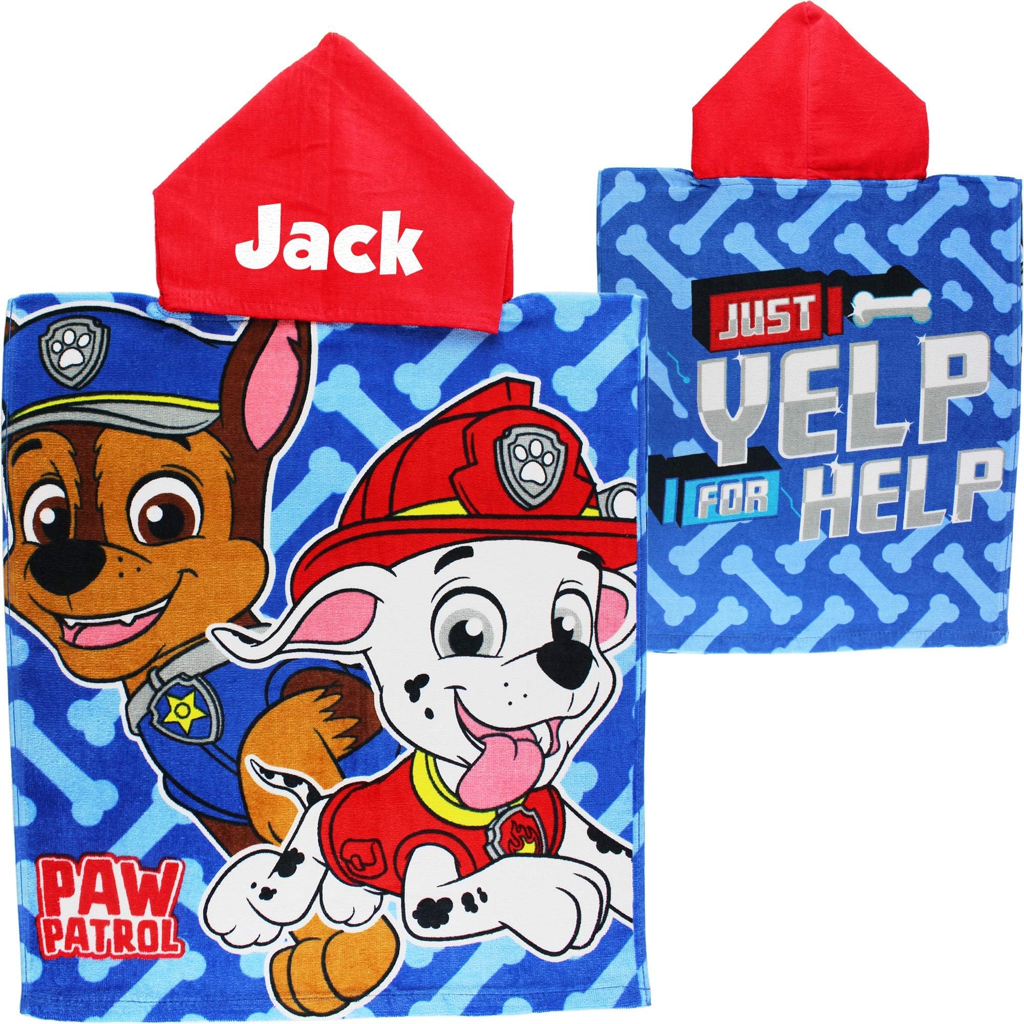 TeddyTs Personalised PAW Patrol Chase and Marshall Hooded Poncho Towel