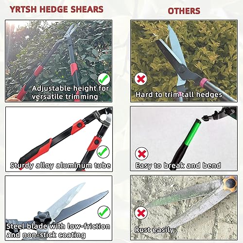 Miniatura 4 de Tijeras de cortasetos para recortar bordes, herramientas de jardín extensibles de 26 a 32 pulgadas, cortasetos ajustables con cuchillas onduladas