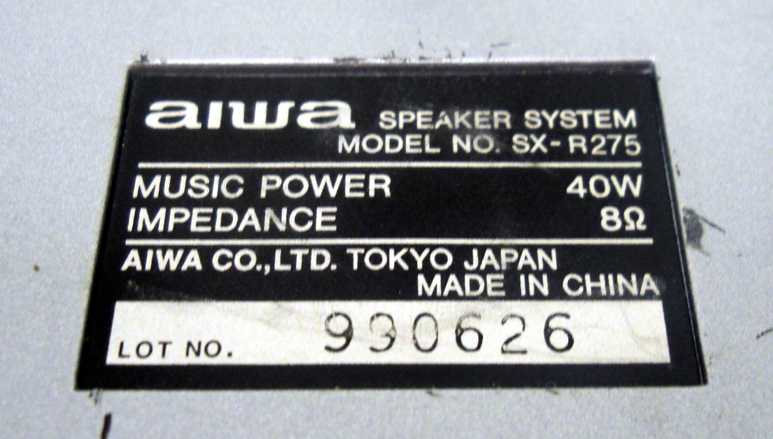 Aiwa SX-R275 Speaker w/ 40 Watt Music Power Price: Buy Aiwa SX