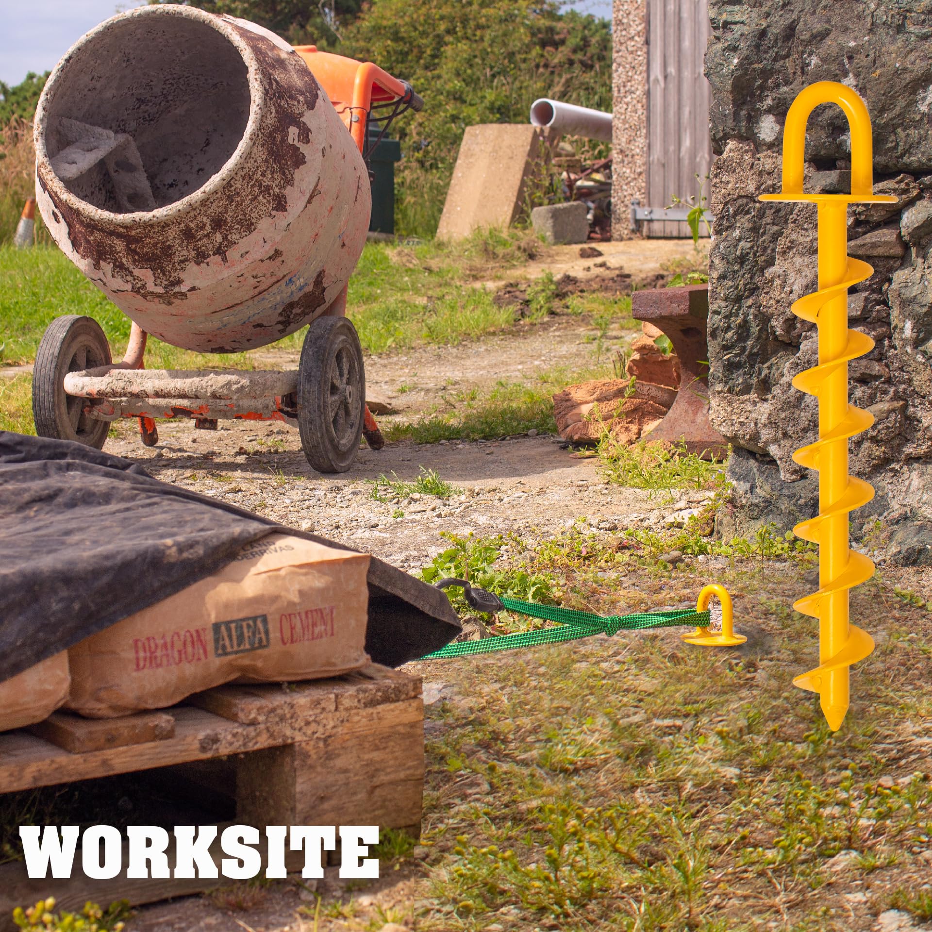 Roughneck® Heavy Duty Ground Anchor 4 Piece Set 4 x 340mm 160kg Load Tested