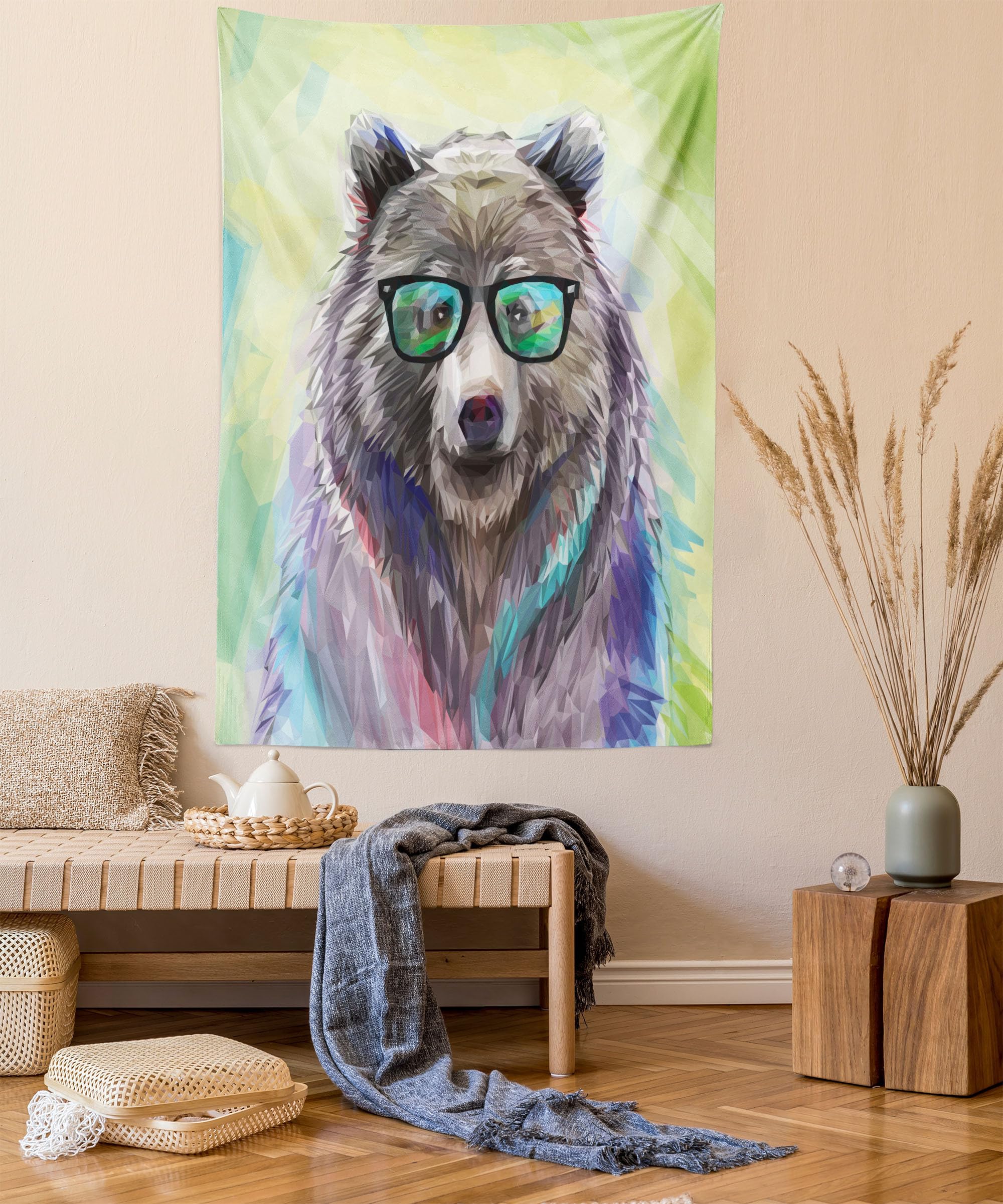 Tenture Murale Animal Sauvage Coloré - Fait Main, Rembourrée, Coton - État Neuf