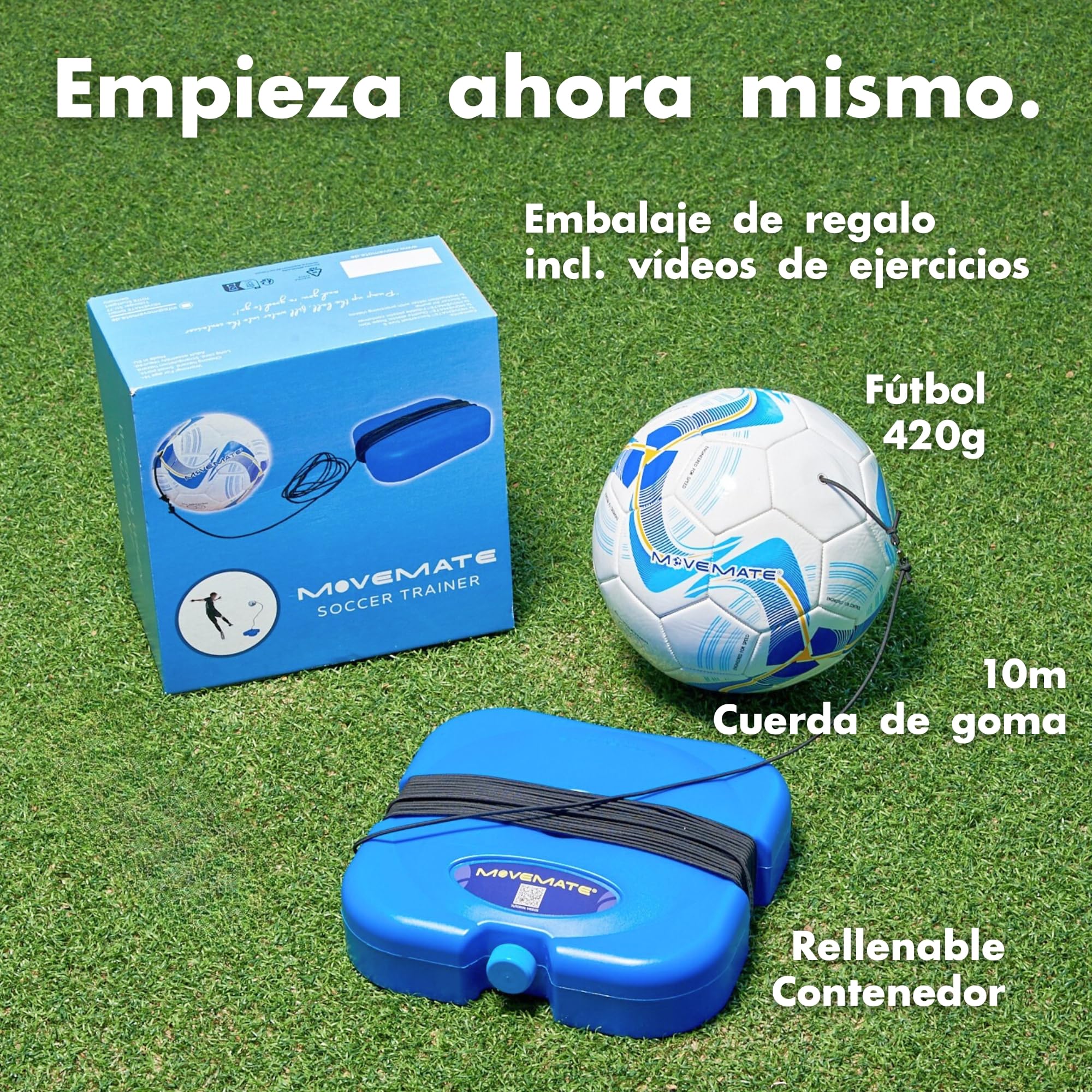 MOVEMATE® Juego de entrenamiento de fútbol con cuerda, accesorios de entrenamiento innovadores para exteriores, en el jardín, en el campo de fútbol | regalo ideal para niños