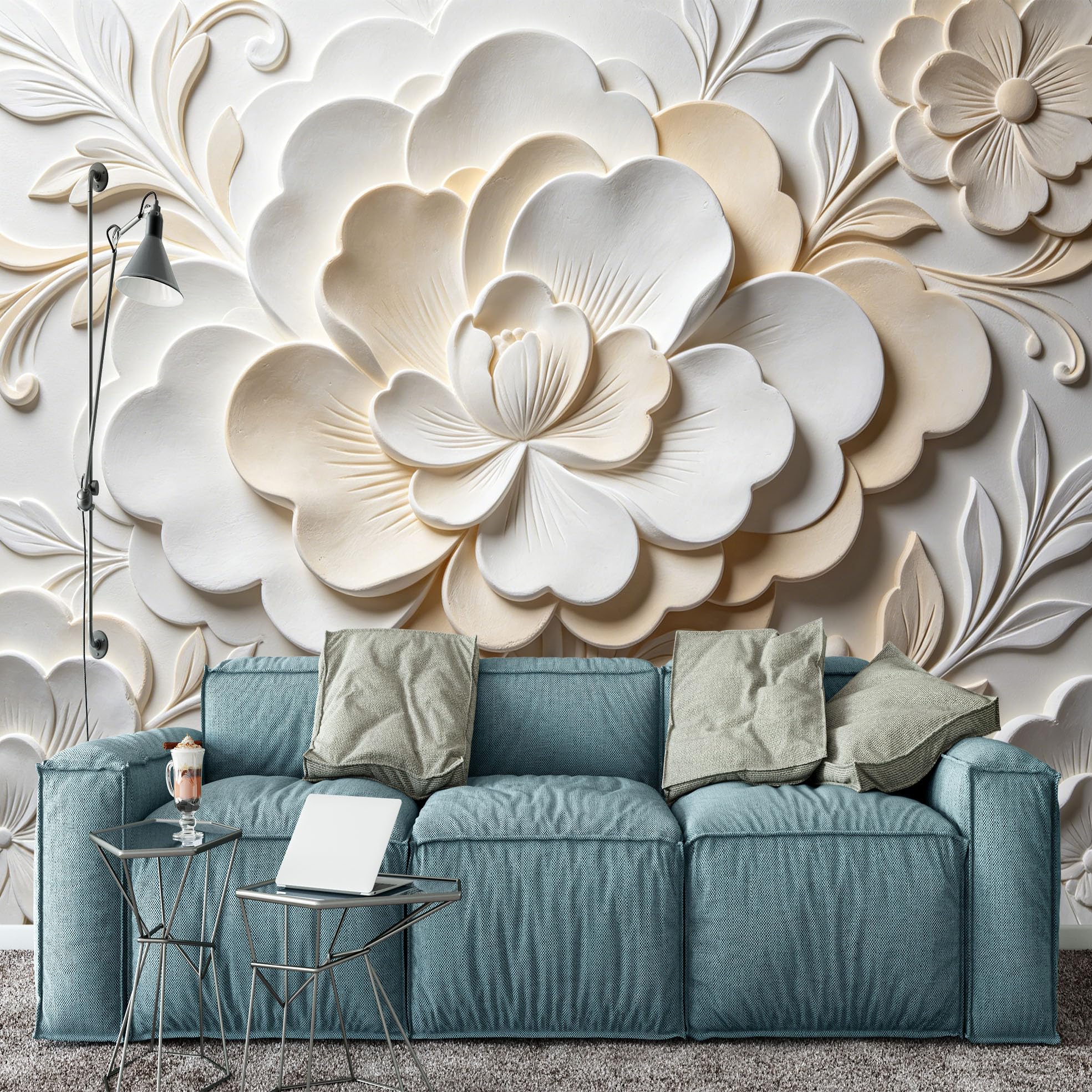 Papel Pintado Mural Gigante con Relieve De Yeso Falso 3D De 600 × 420 cm (Ancho X Alto). Papel Pintado Fotográfico No Tejido para Revestimiento De Paredes, Decoración De Paredes para Sala De Esta