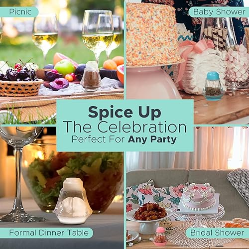 Miniatura 7 de Crafts Central Mini salero y pimentero de plástico para fiestas, restaurantes y bodas - 24 piezas (rosa)