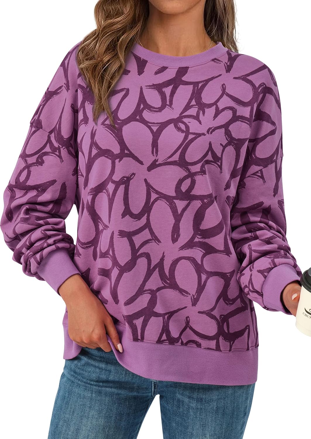 PRETTYGARDEN Graphic Sweatshirts for Women Crewneck Floral Print Long Sleeve Pullover Y2K Tops 2026 Fall Casual Cute Clothes - Image 5