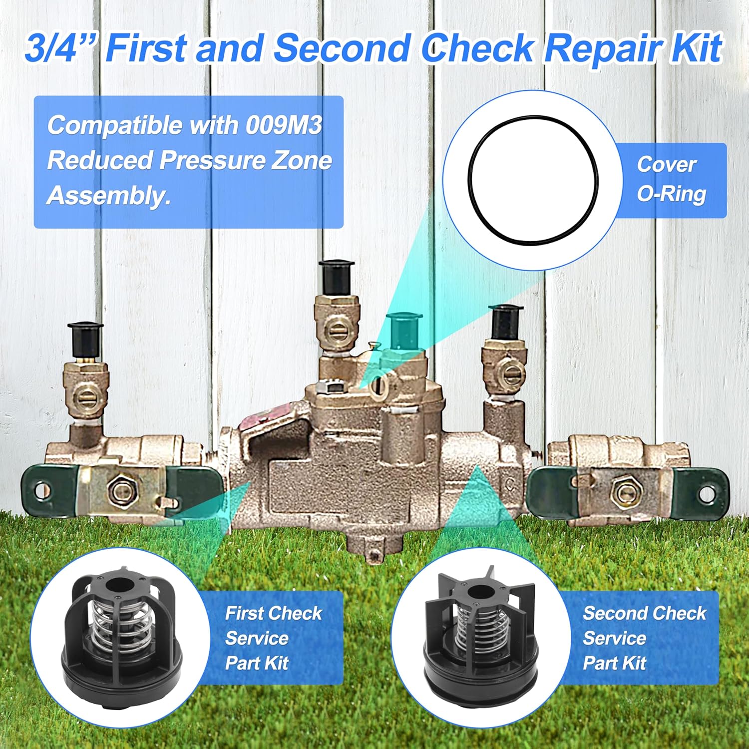 3/4" First (0888520) and Second (0888521) Check Repair Kit Compatible with 009M3 Reduced Pressure Zone Assembly