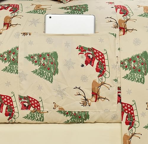 Vista 55 de Elegant Comfort Sábanas suaves de lujo con patrón navideño 1500 microfibra de calidad hotelera de alta calidad, suavidad, resistente a las arrugas