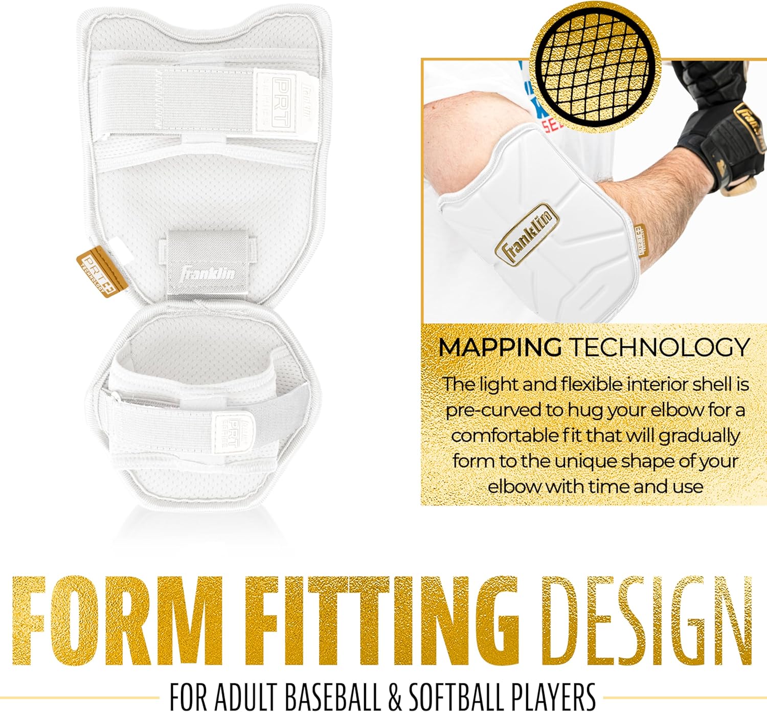 Franklin Sports Baseball Elbow Guard - PRT Series Adult and Youth Baseball + Softball Elbow Shield for Batting