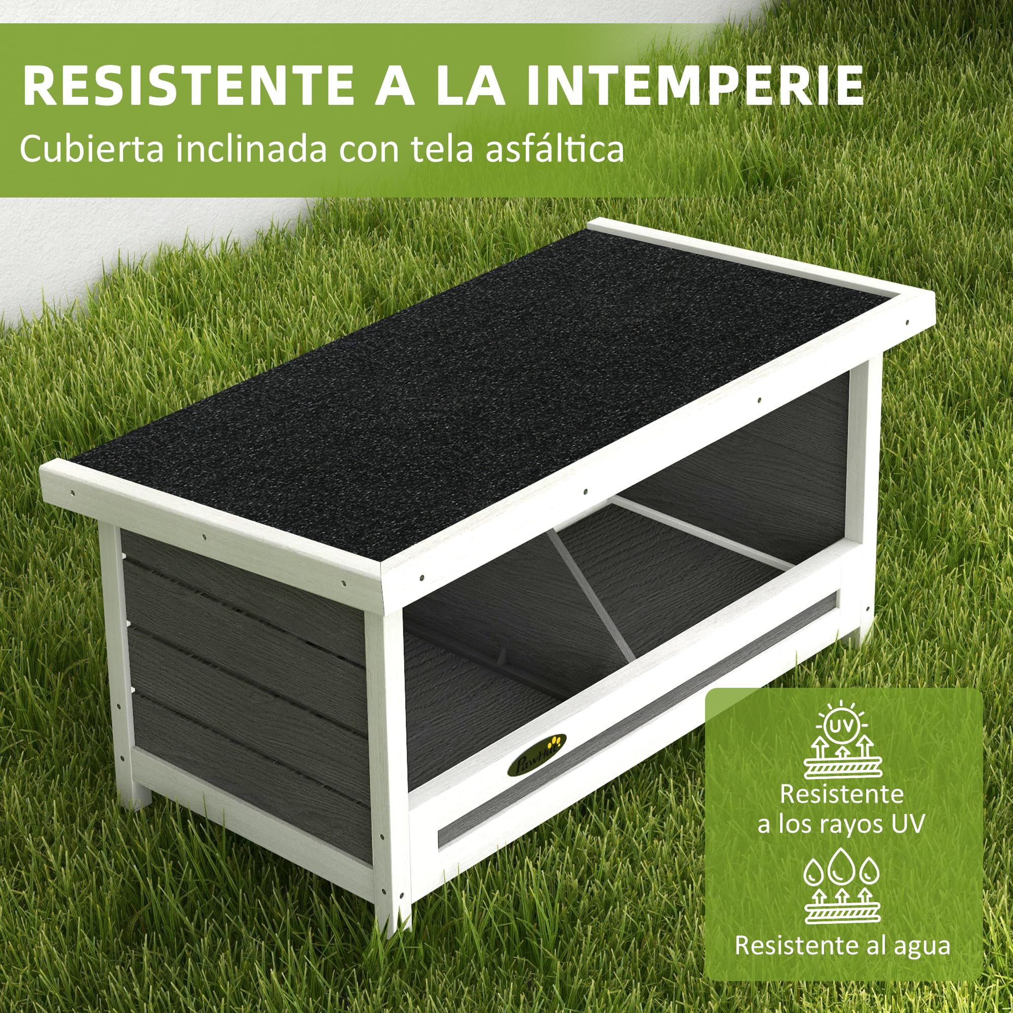 PawHut Ponedero para Gallinas de Madera Caja Nido para 2 Gallinas con 2 Departamentos y Techo Asfáltico para Interior y Exterior Gris
