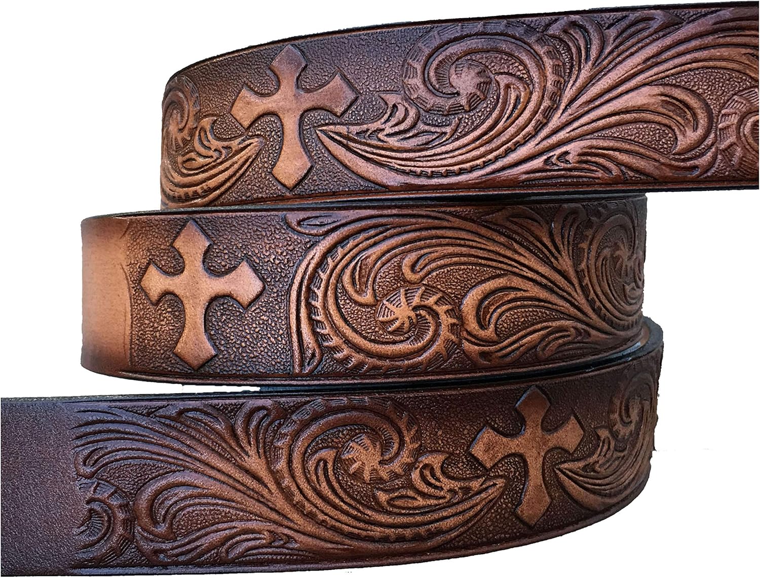 Children's Western Cross Leather Name Belt