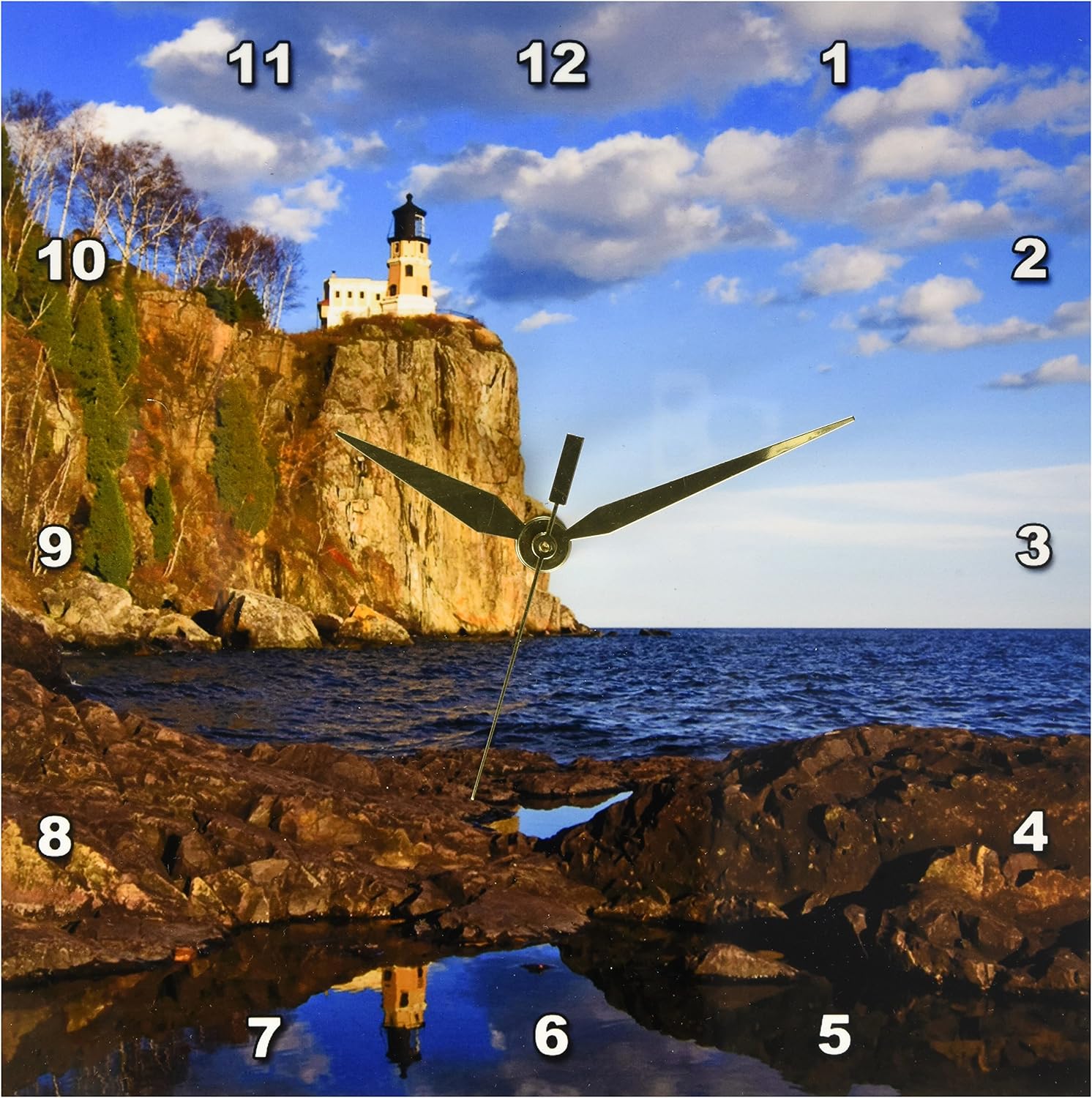 3dRose DPP_91378_1 USA, Minnesota, Split Rock Lighthouse, Lake Superior - US24 DSV0010 - David Svilar - Wall Clock, 10 by 10-Inch