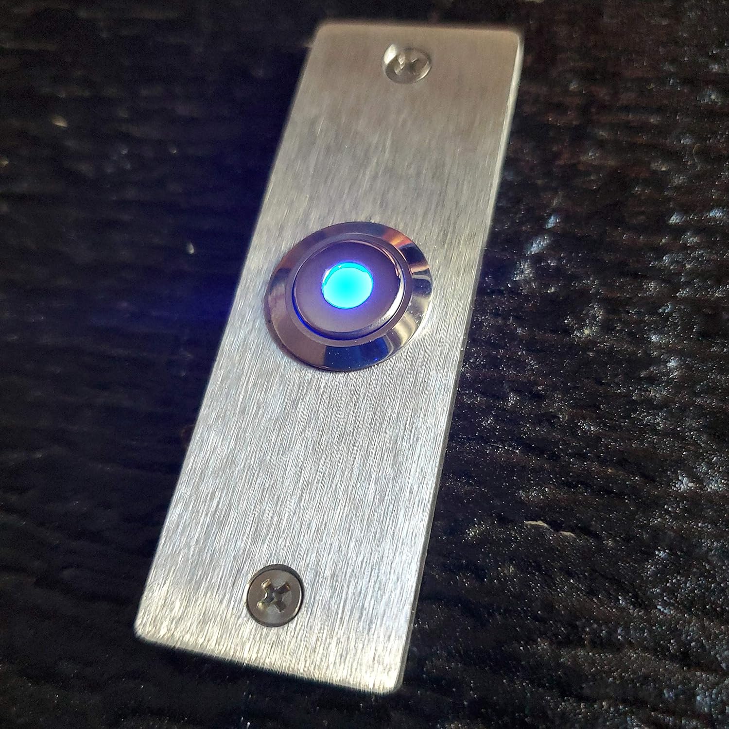 Stainless Steel Narrow Doorbell 1" x 3" with LED Button (Green Dot LED)