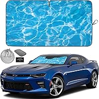 Vista 24 de Autoamerics Parasol de Parabrisas de Una Pieza - Parasol Cromado Líquido Plegable para Ventana Delantera de Auto para Carros SUV Camión - Protector