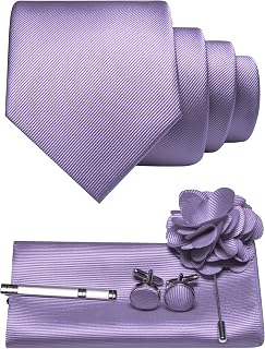 Corbata de sarga para hombre con diseño monocolor, incluye gemelos cuadrados de bolsillo, pinza de corbata y broche de flores, set de regalo para fiestas, negocios, bodas