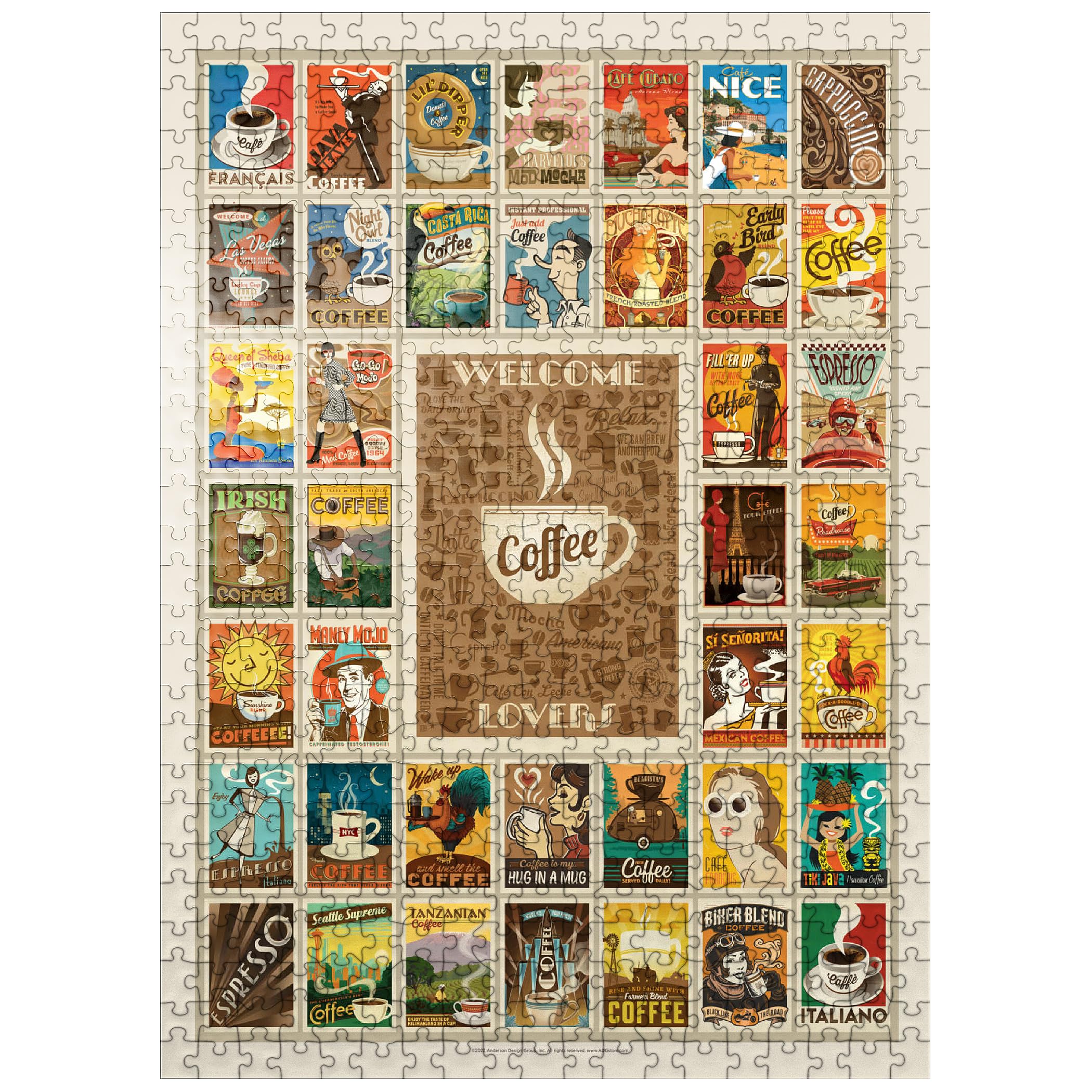 MyPuzzle Coffee Collection: Multi-Image Print, Vintage Poster - Premium 500 Piece Jigsaw Puzzle for Adults