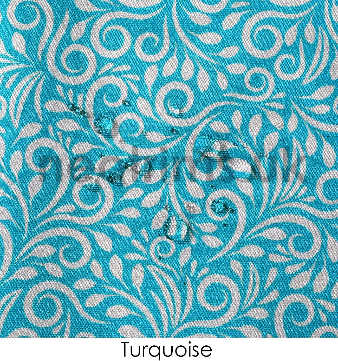 Waterproof Canvas Fabric Heavy Duty Floral Vine Pattern,2 Colour Seamless Decortaive Design,Thick Outdoor Material,Water Repellent Upholstery Cover,8 Colours.Neotrims. [Turquoise, 5 Meters]