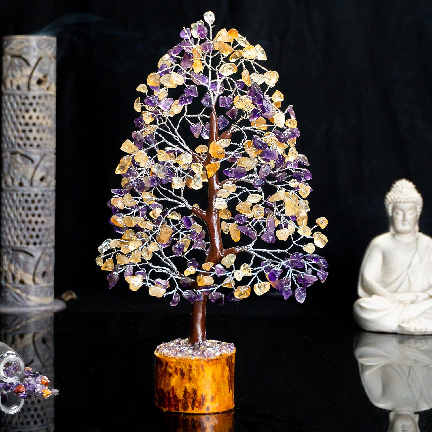 Amethyst & Citrine Crystal Tree of Life - Chakra Tree for Positive Energy, Handmade Gemstone Feng Shui Decor - Good Luck Money Bonsai, Healing Crystals Decoration Ornament, Spiritual Gift - Image 5