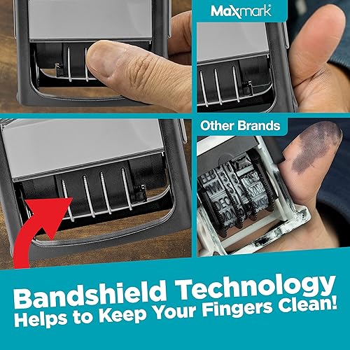 Miniatura 4 de MaxMark - Sello de fecha con 5 sellos de fecha con autoentintado, 2 colores azultinta roja