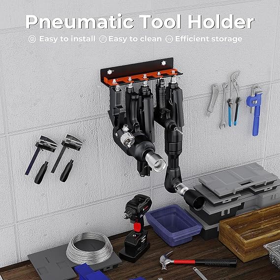 Power Tool Holder 5-Slot Wall Drill Grinder Station | Power Tool Storage for Studio Workplace Workshop Service Detailing Basement Shed Garden