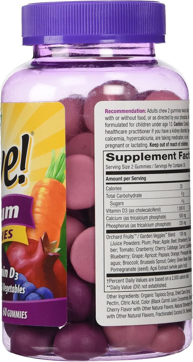 NATURES WAY Alive! Calcium Plus D Gummies, 100 mg, 60 CT