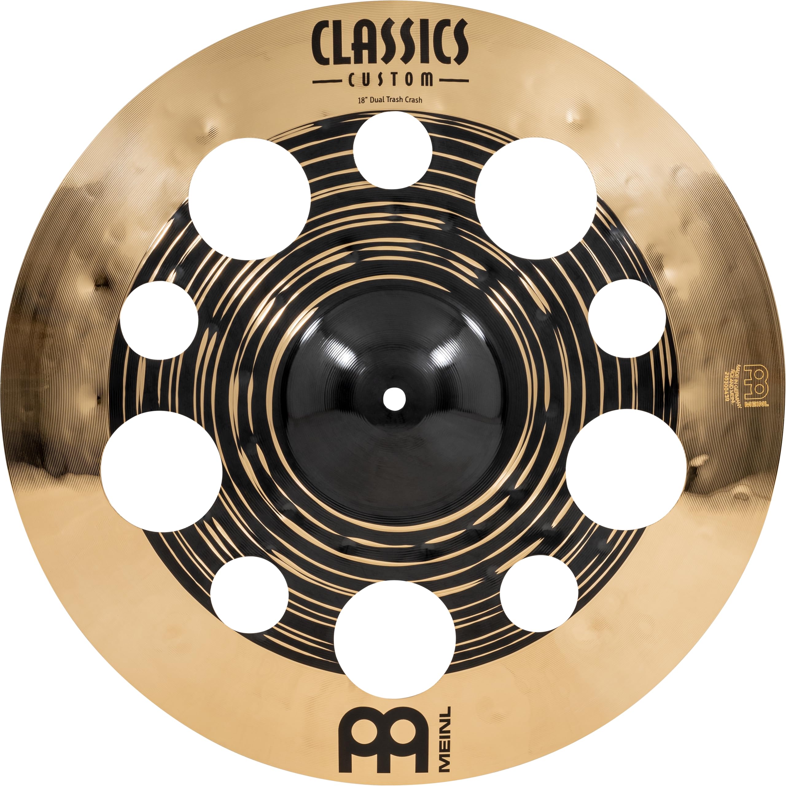 Meinl Cymbals Classics Custom Dual Piatto Trash Crash 18 pollici (45,72cm) per Batteria - Bronzo B12, Finitura Scura e Brillante - Prodotto in Germania (CC18DUTRC)