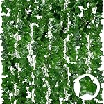 ADORAMOUR Artificial Ivy Garlands - 6Pack 210cm Length - Realistic Fake Vines for Room Aesthetic and Garden Wall Decoration for Indoor Outdoor, Green Faux Leaves Plastic Hanging Plants Greenery Decor