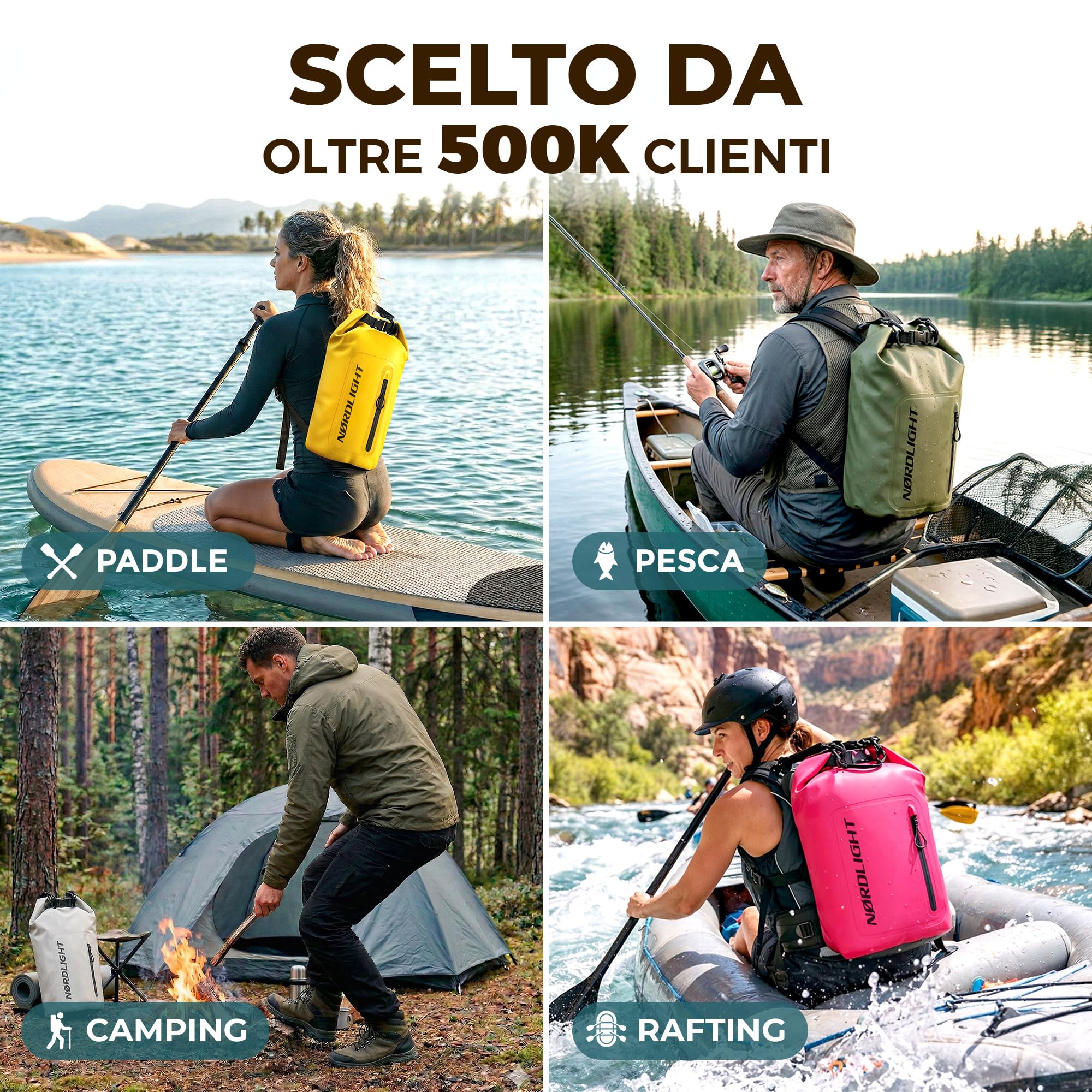 Nordlight Dry Bag Sacca Impermeabile + Custodia per Cellulare + Chiusura Arrotolabile, Tracolla | Zaino Impermeabile Sacca Stagna Borsa | Spiaggia, Canoa, SUP, Immersioni - Verde Oliva, 10 Litri