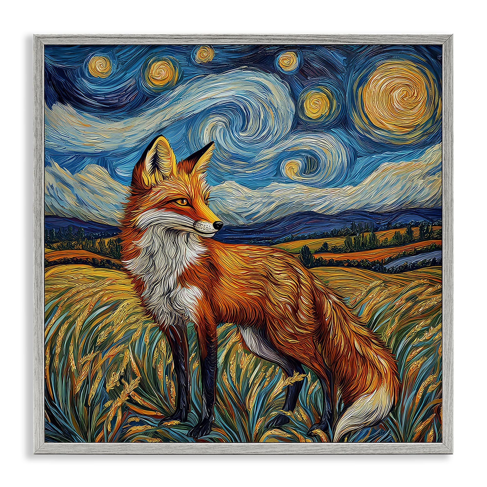 Stupell Industries Swirling Impressionist Fox Twilight 'Swirling Impressionist Fox'| Framed Giclee Art