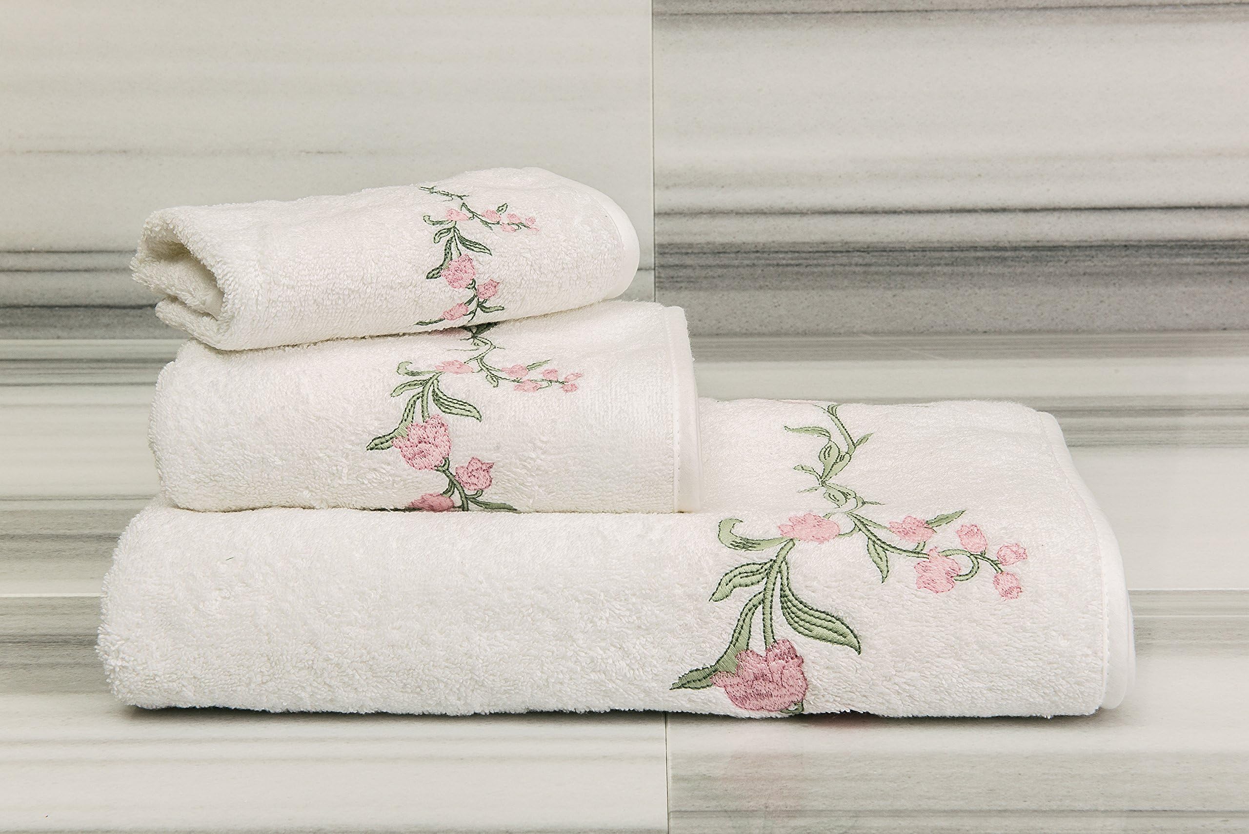 Talesma Lily Towels Set, Small, White/Pink
